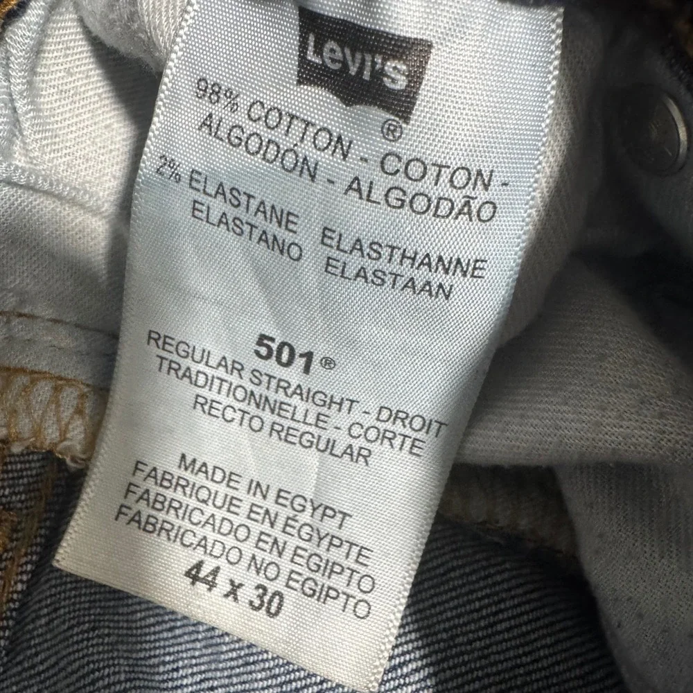 Levis 501 Regular‎ Straight Jeans Mens 44x30 Medium Wash Blue Denim Button Fly